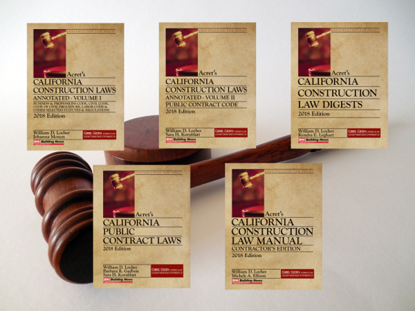 BNI Building News Announces New Release of 2018 series of Acret’s California Construction Law Manuals